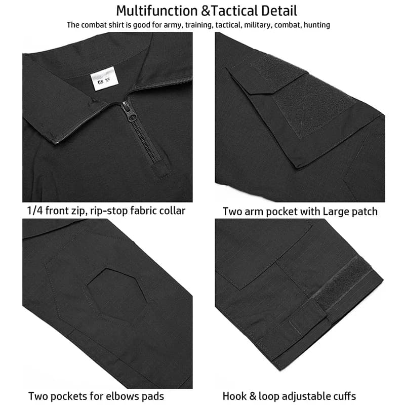 Chemises tactiques d'extérieur pour hommes, tenue à manches longues, chemise de Combat, fermeture éc