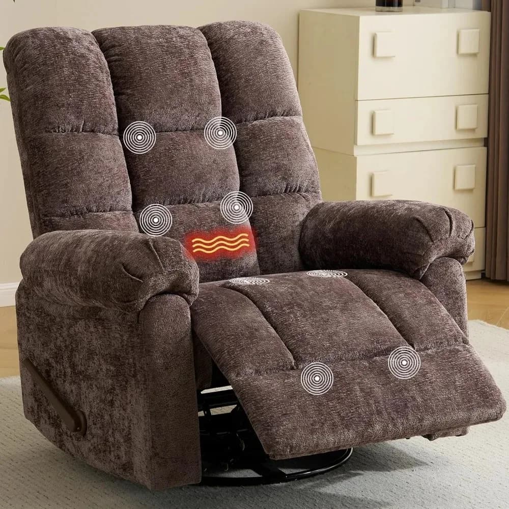 Fauteuil inclinable à bascule pivotant surdimensionné 26' fauteuil inclinable manuel extra large pou