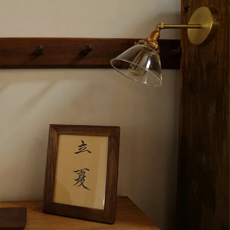 Applique Murale en Bronze Jaune, Style Nordique Rétro, Simple, pour Salle de Bain, Miroir en Verre, 