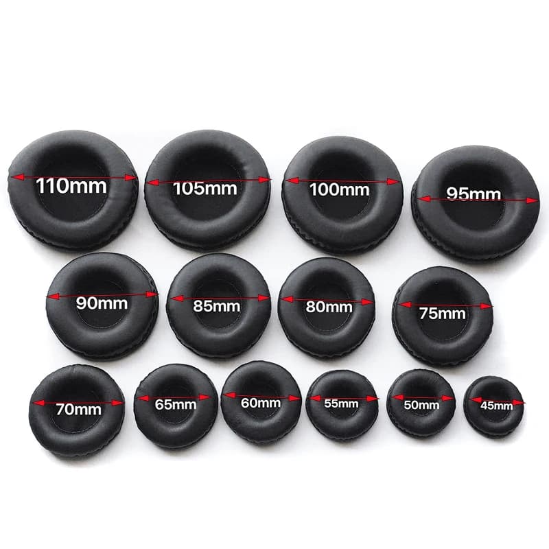 Coussinets d'oreille en mousse de cuir éponge pour casque, housses de coussin, 40mm, 50mm, 55mm, 60m