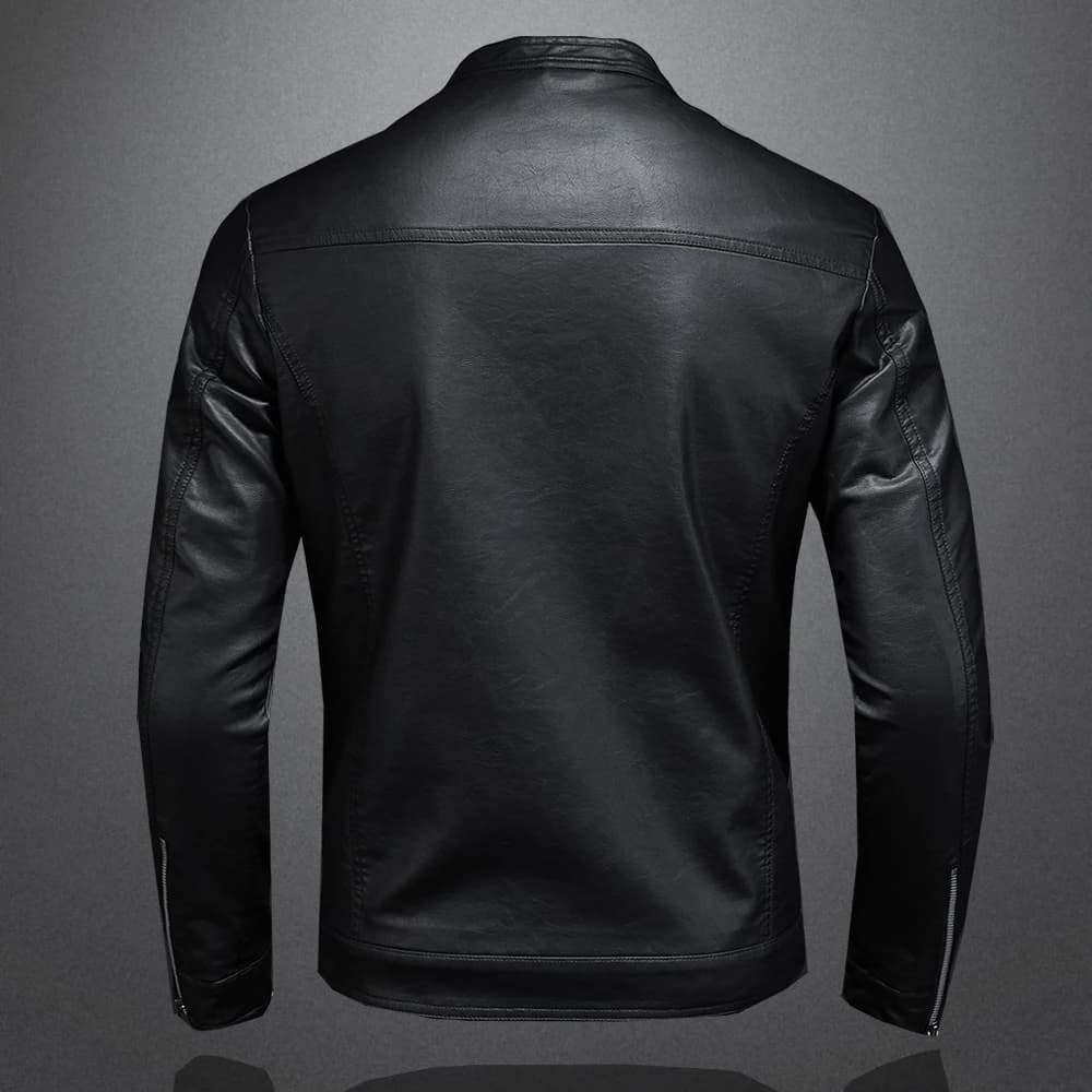 Printemps automne veste en cuir hommes col montant mince veste en cuir Pu mode Moto manteau décontra