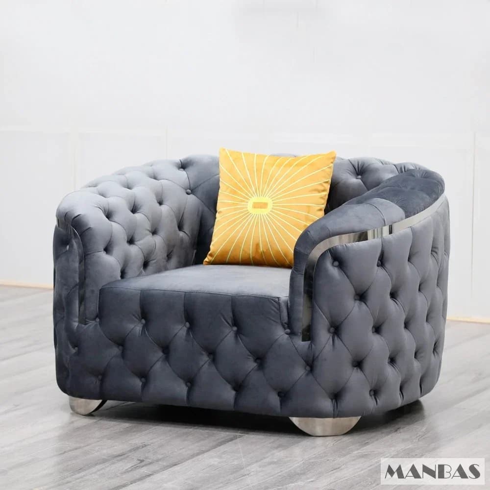 Linlamlim Canapé sectionnel Chesterfield classique avec boutons en tissu et canapé modulaire en tiss