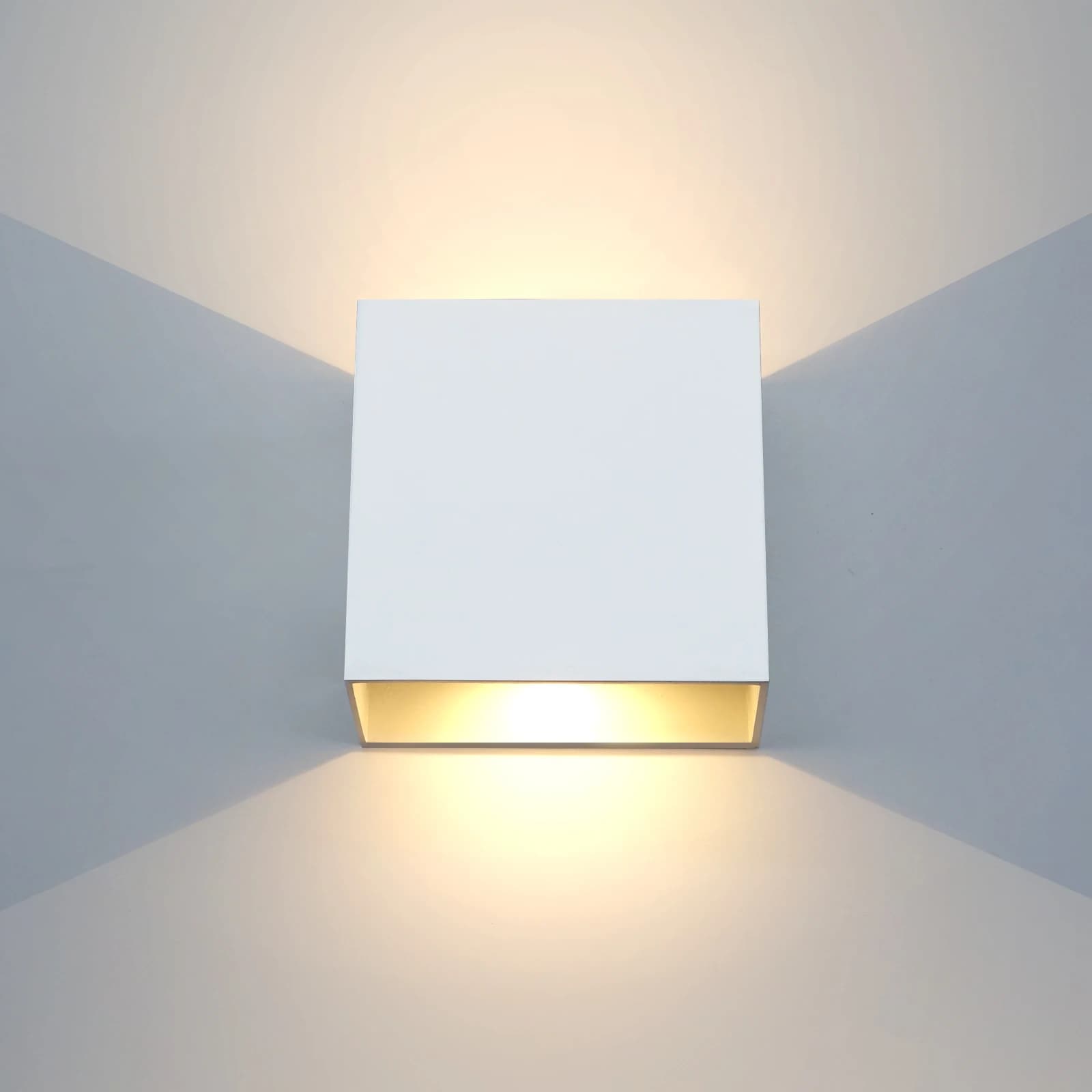 Applique murale LED d'extérieur, lampe murale moderne d'intérieur blanche, lumière chaude 12W 3000K,