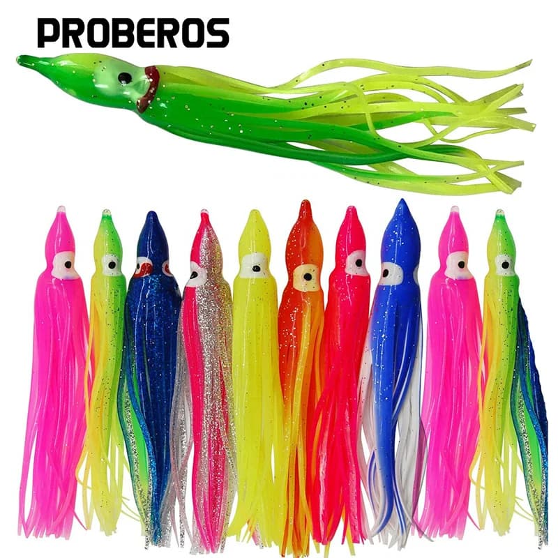 PRO BEROS-Leurres souples en silicone pour la pêche à la traîne, appâts 3D brillants pour pêcher le 
