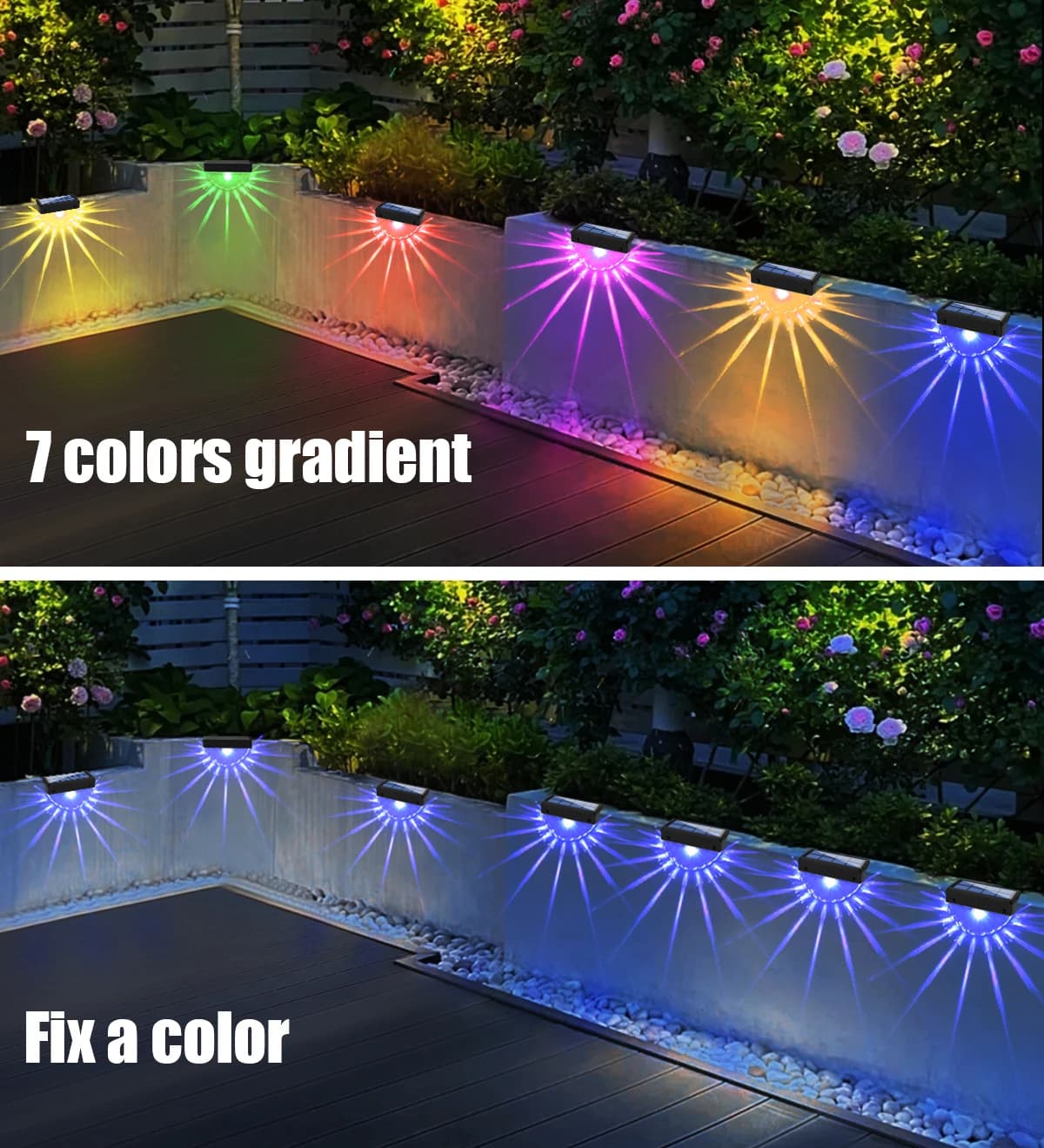 2 pièces lumières de pont solaires lumières LED imperméables extérieures pour Patio escaliers cour j