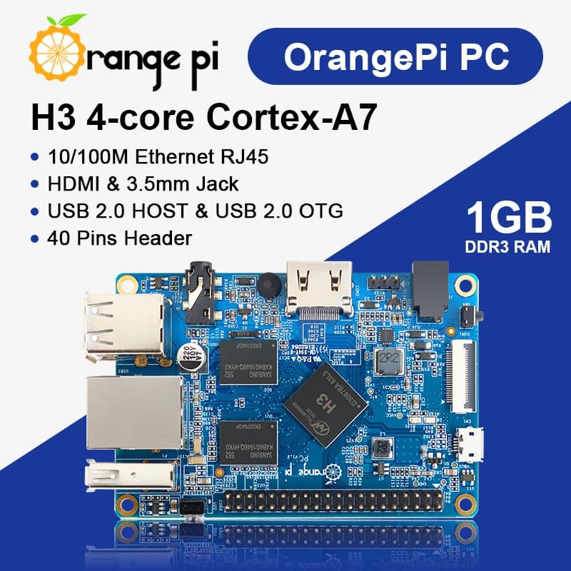 Orange Pi PC 1 Go Ram Allwinner H3 Mini PC Prise en charge Android Ubuntu Debian Carte de développem