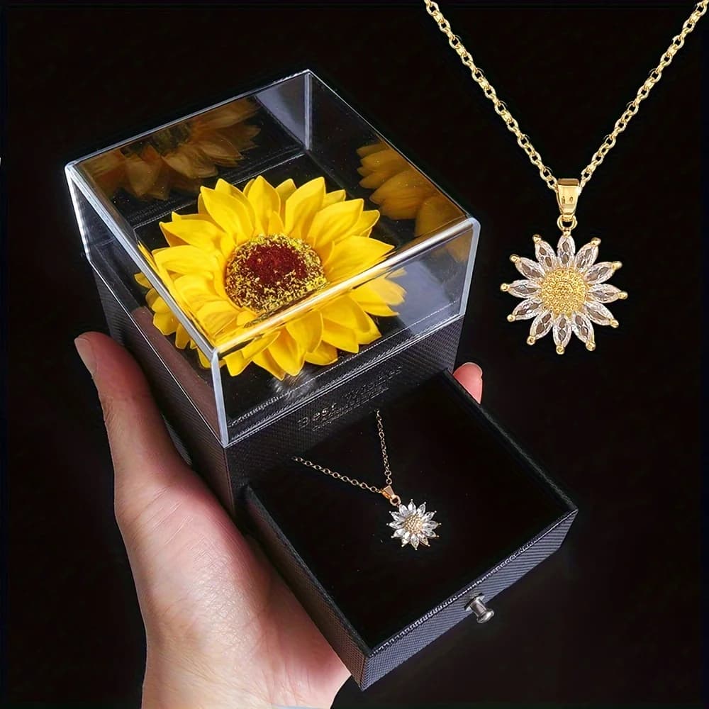 Coffret cadeau élégant collier tournesol - Celébrez l'amour, la fidélité