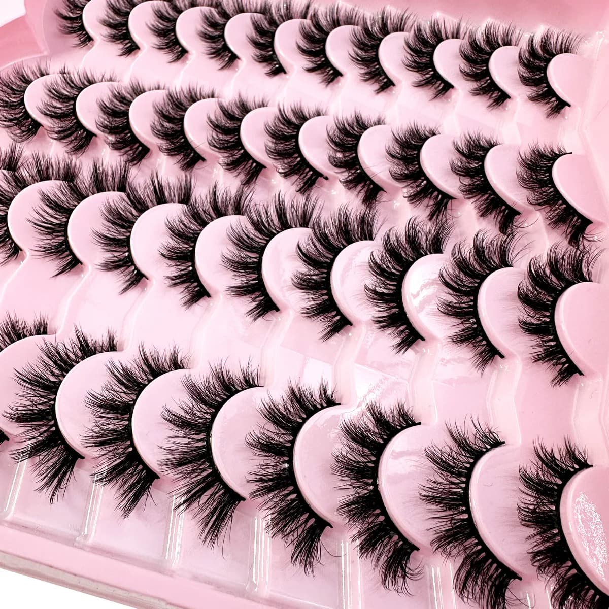 20 paires 5D cils moelleux D Curl cils épais oeil de chat cils doux vaporeux 8D Volume faux cils Ext