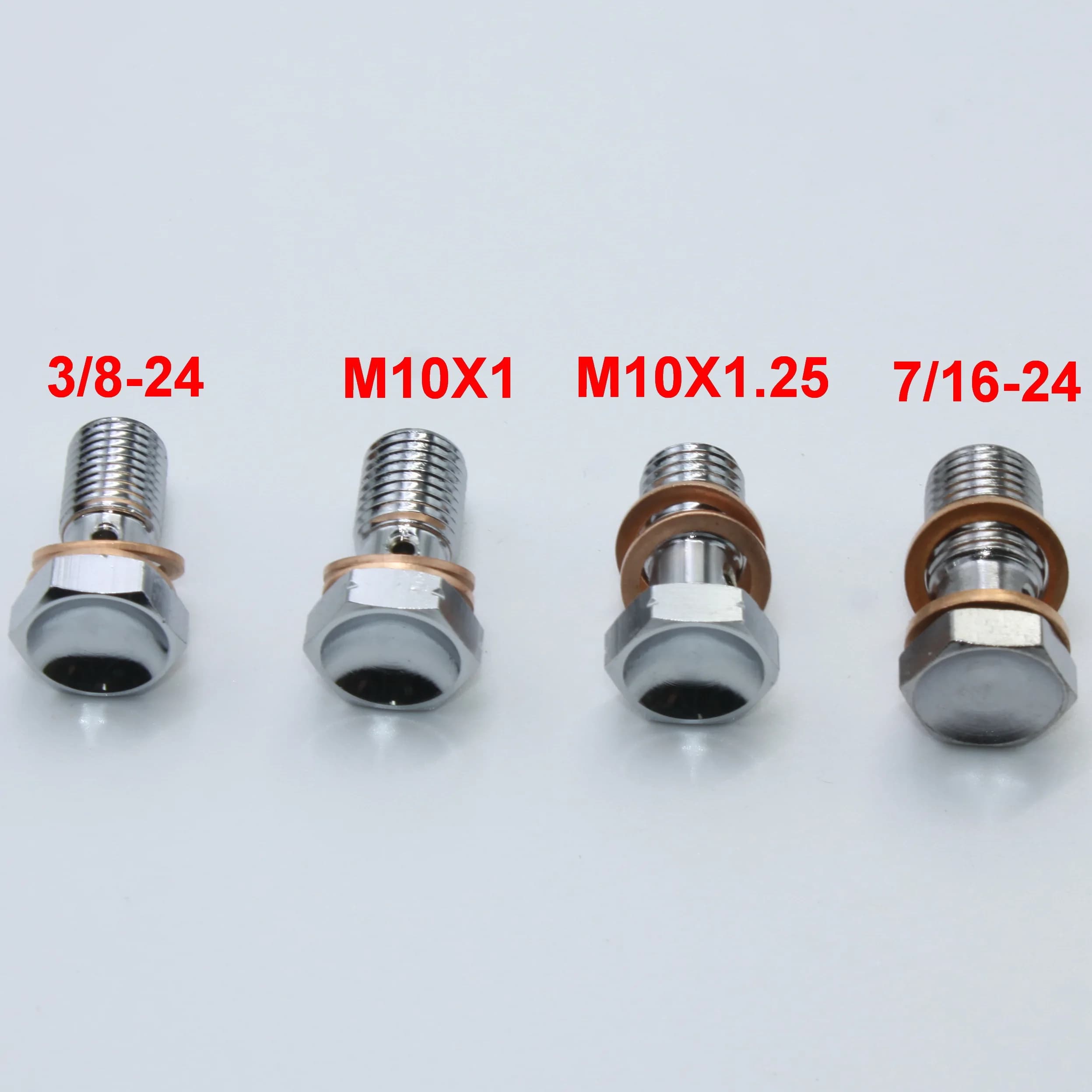 Boulon Banjo simple chromé M10x1, M10x1,25, 3/8-24, 7/16-24