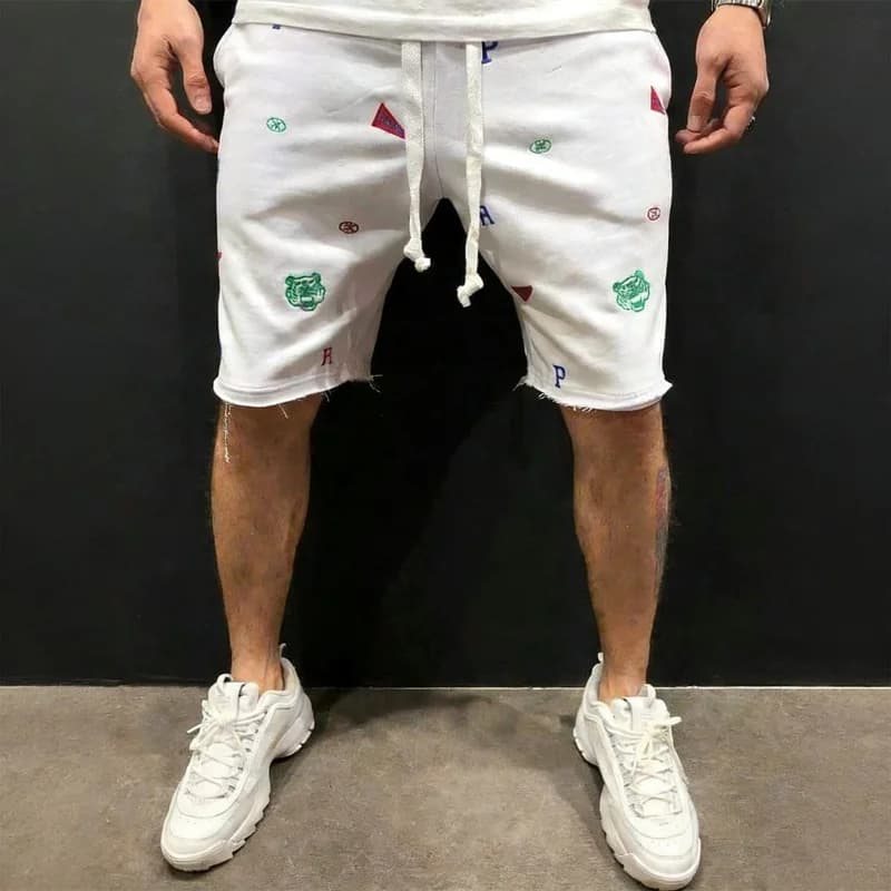 Shorts amples en coton pour hommes, style streetwear, brodés, décontractés, pour le sport et la musc