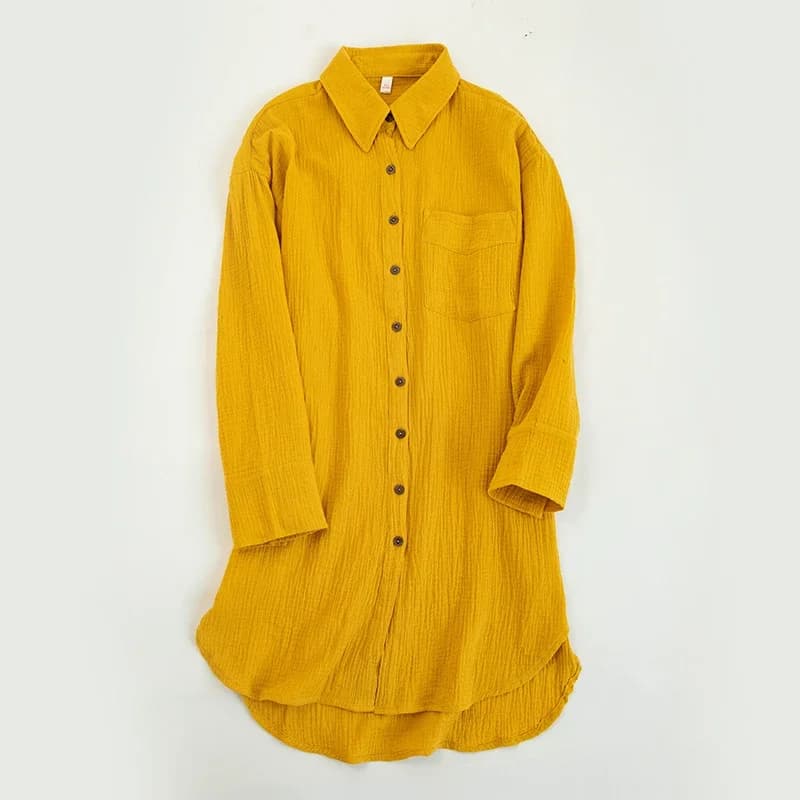 Robe chemise Chic et élégante pour femmes, 100% coton, col rabattu, manches longues, robe de fête d'