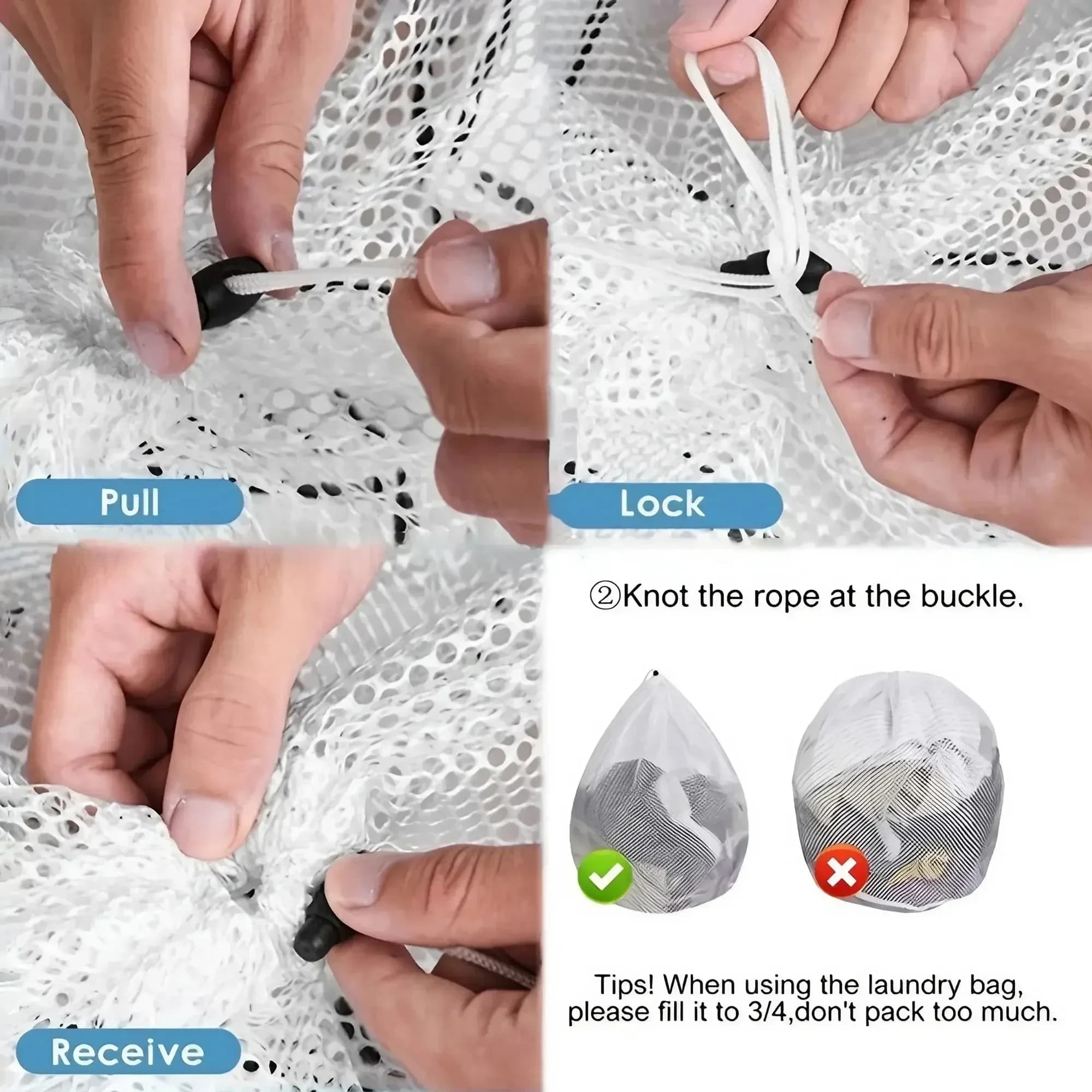 Sac à linge en maille – lavable en machine, pour voyage et linge, avec fermeture à cordon pour chemi