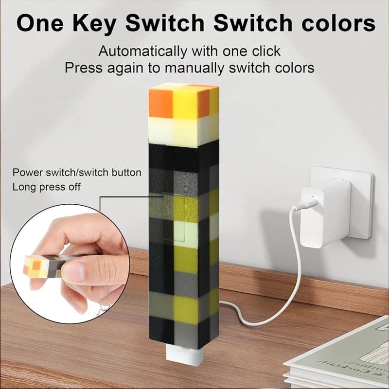 MC Games Mini torche périphérique lumière LED porte-clés pendentif Pixel torche lampe de poche lumiè