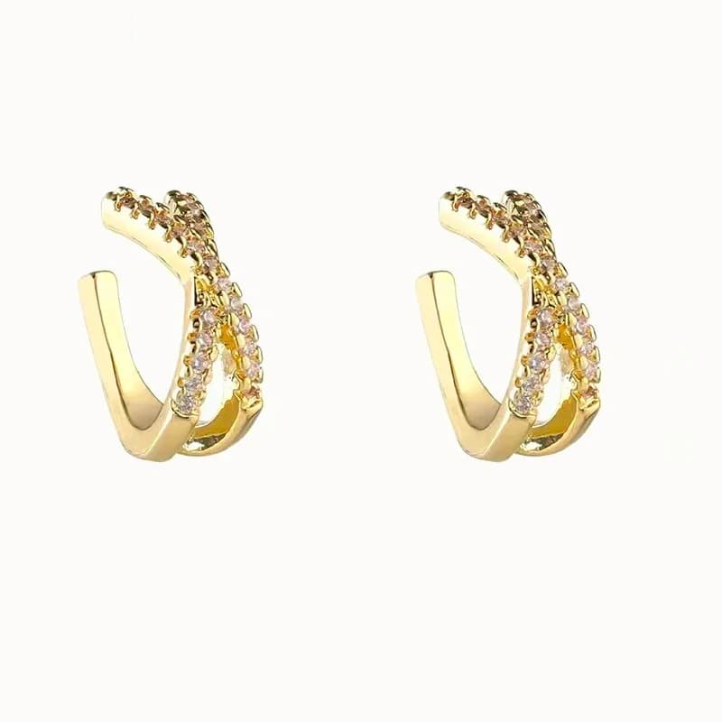 CRMYA – boucles d'oreilles créoles à Clip couleur or pour femmes, Piercing en émail Zircon CZ, ensem