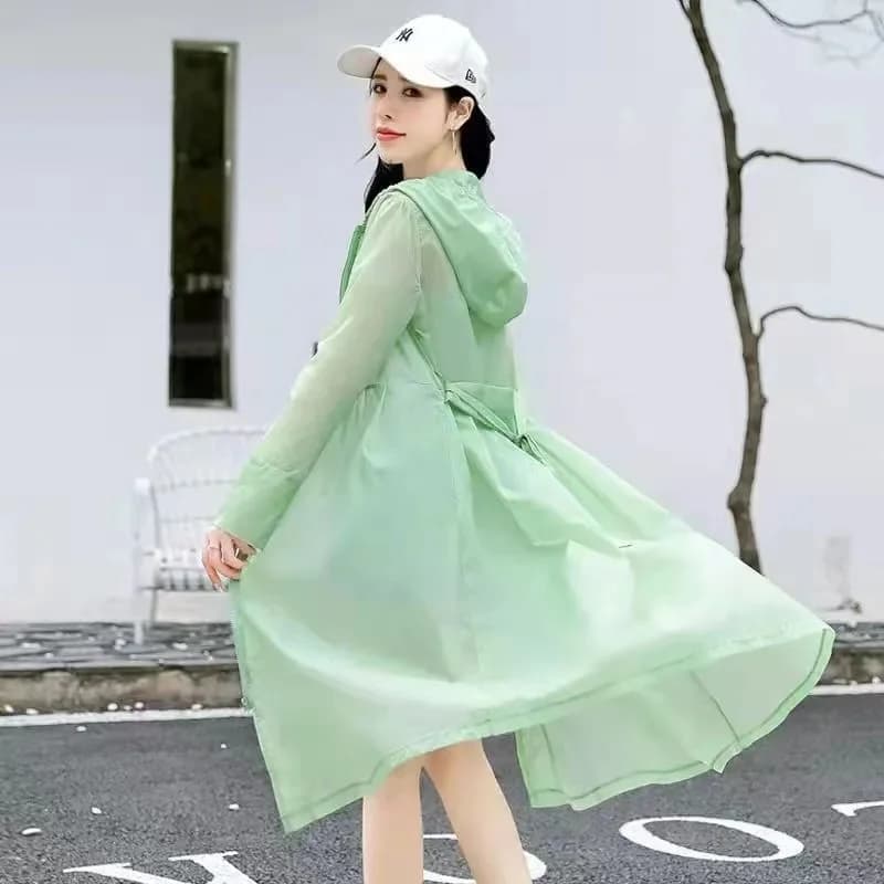 Xia-chaoxian – manteau Long en soie glacée pour femme, vêtements de Protection solaire, respirant, f