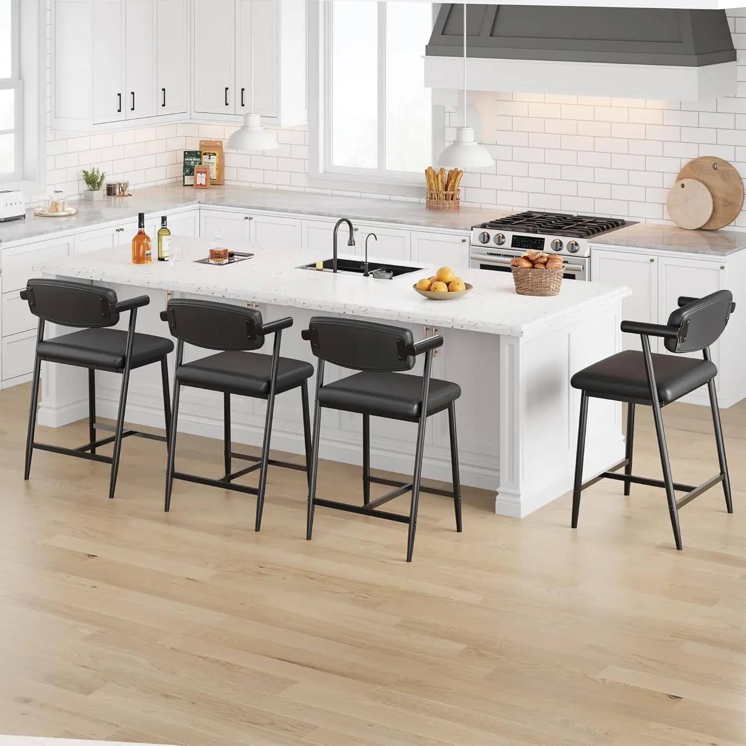 Ensemble de tabourets de Bar modernes, 2 pièces, avec dossier et siège plus large rembourré, taboure
