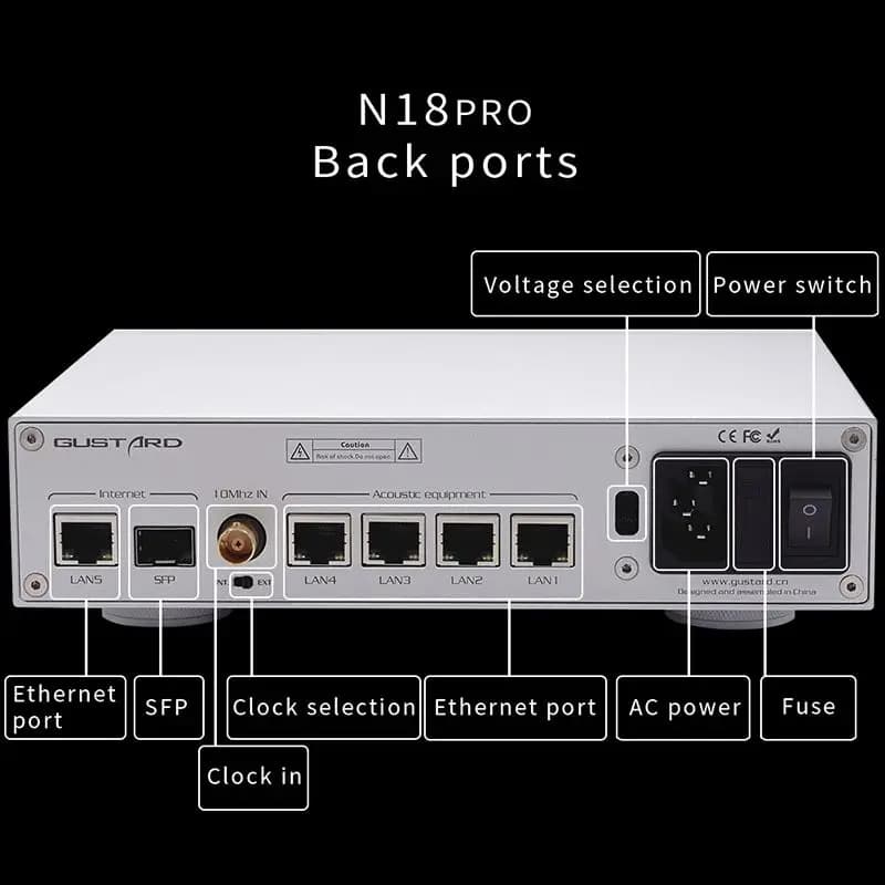 Gustard-Commutateur réseau Ethernet N18 N18pro, audio Hi-Fi, déchet + 10M/100M/1000M, interface adap
