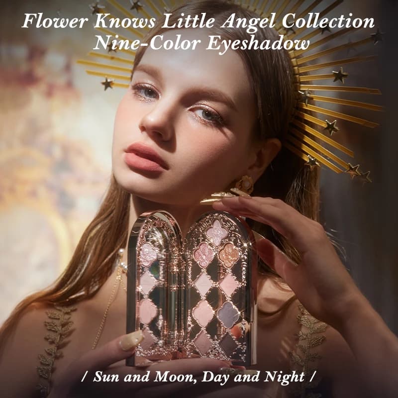 Flower Knows Little Angel Collection Palette de fards à paupières neuf couleurs délicat mat lueur mi