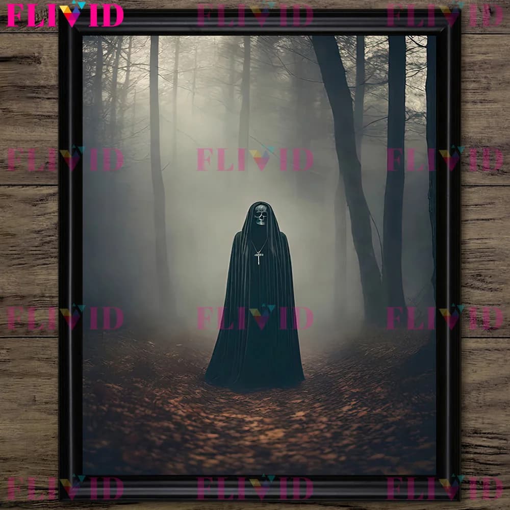 Serkosmesurost dans le mausolée, impression d'affiche d'art de style victorien, bois fantôme hanté, 