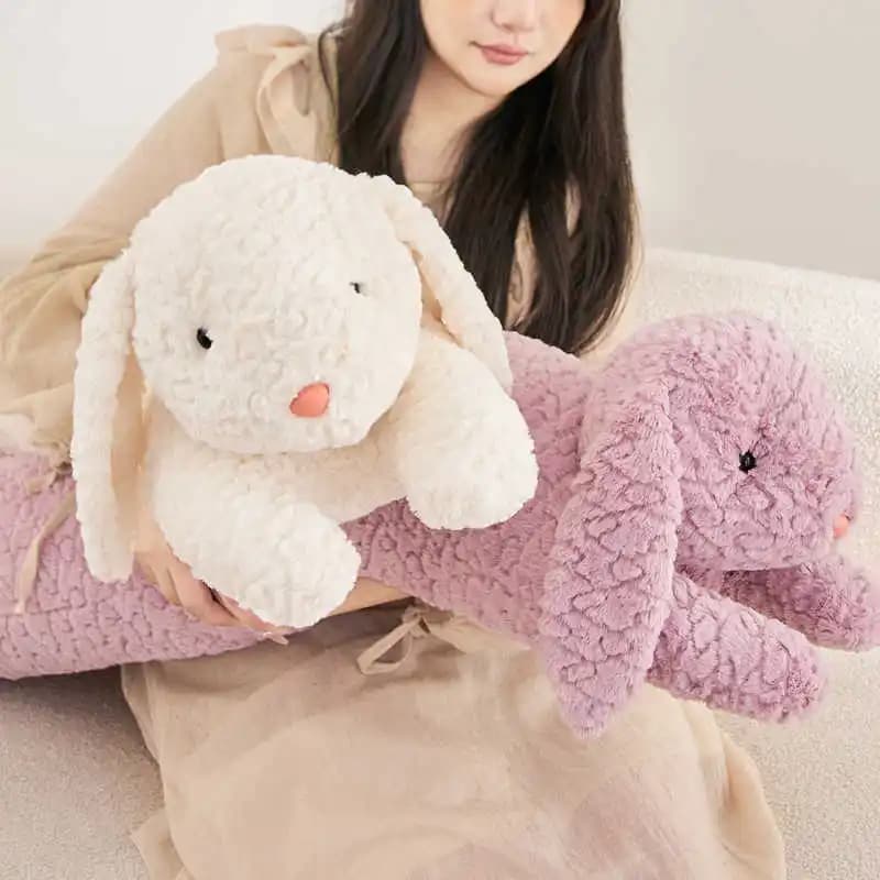 Long lapin en peluche, grand ours mignon, lapin en peluche, coussin de couchage décoratif, coussin d