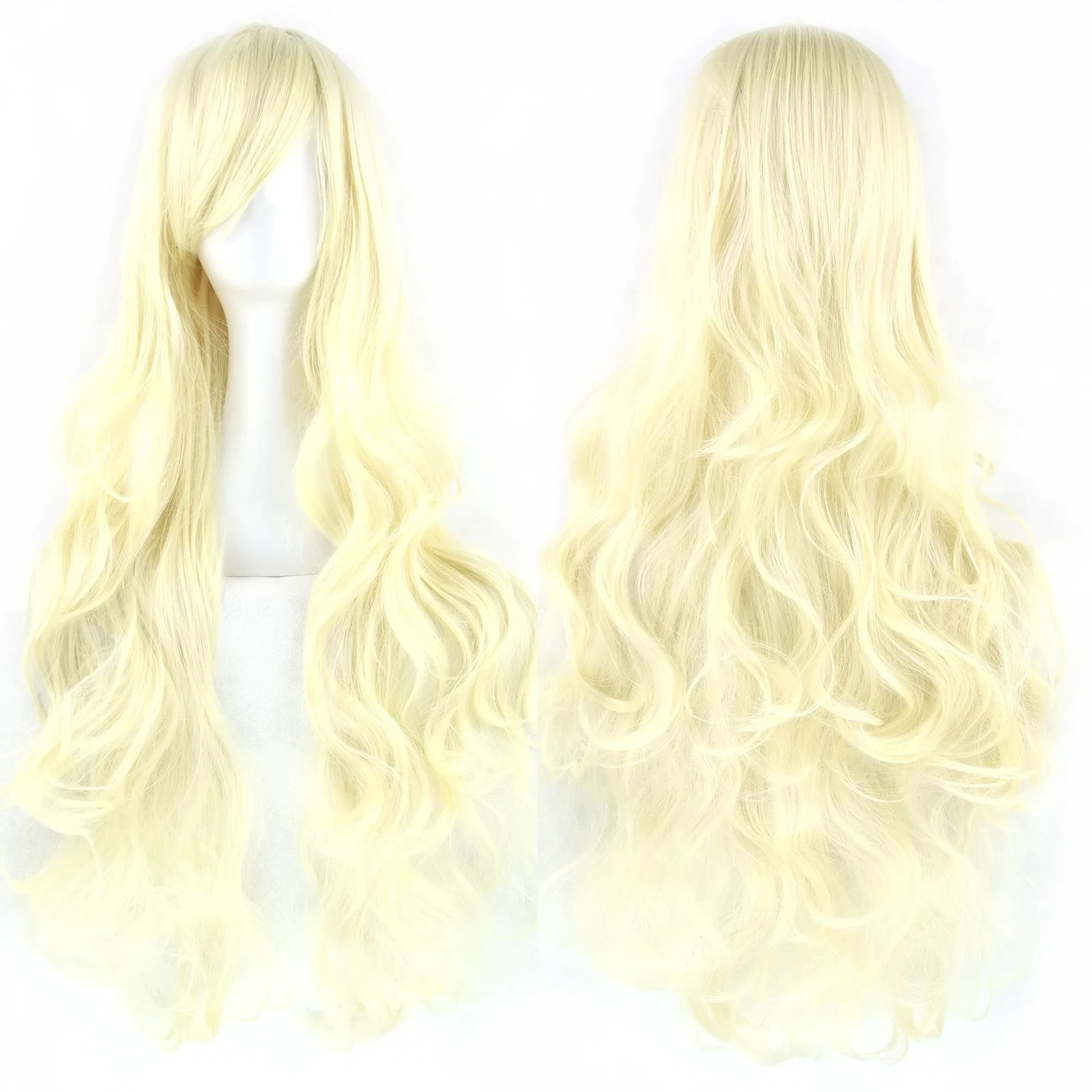 Soowee cheveux synthétiques longs bouclés perruque verte postiche rose noir fête cheveux Cosplay per