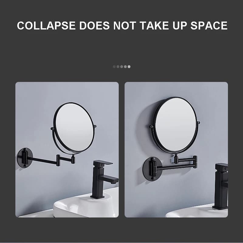 Miroir Circulaire Double Face Rétractable avec Cadre localité ou Noir, Rotation Résistante à 360 °, 