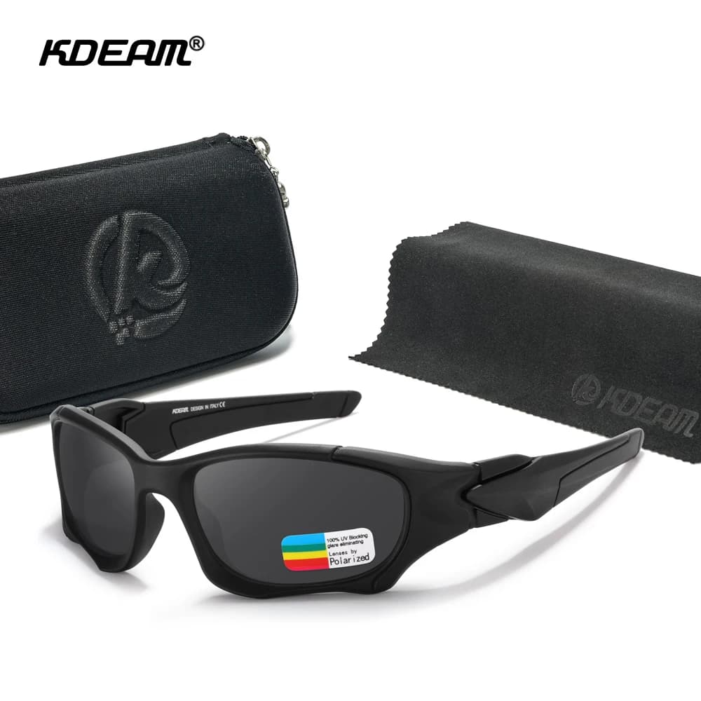 KDEAM lunettes de soleil de cyclisme pour hommes polarisées noir Style guerrier lunettes de soleil d