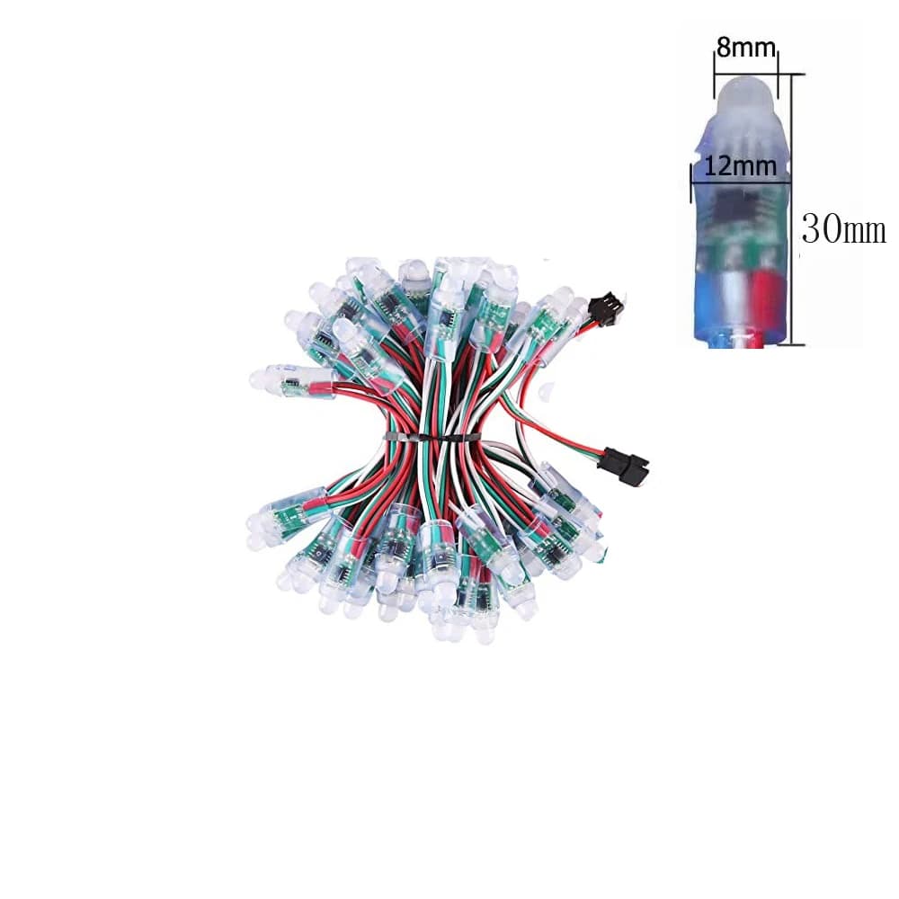 Guirxiété lumineuse LED RGB pixel, chaîne d'éclairage extérieur, coronavirus, Noël, vacances, 50 piè
