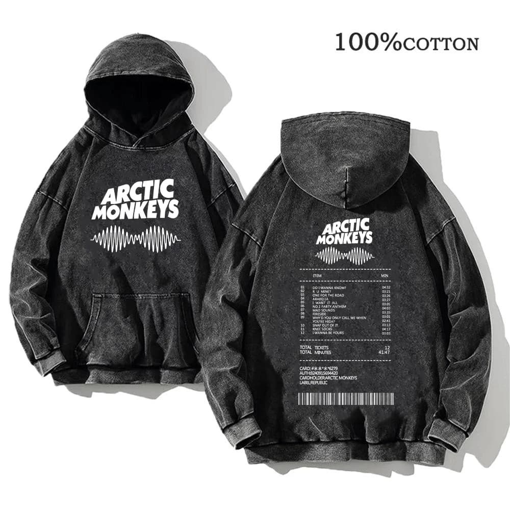 Sweat à capuche imprimé Rock rétro, Album de musique Arctic Monkeys, pull graphique pour hommes, Vin