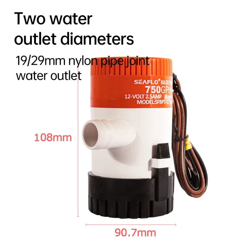 SEAFLO pompe de cale 12V24v DC pompe submersible tambour d'huile marine cruise bateau pompe à eau pe