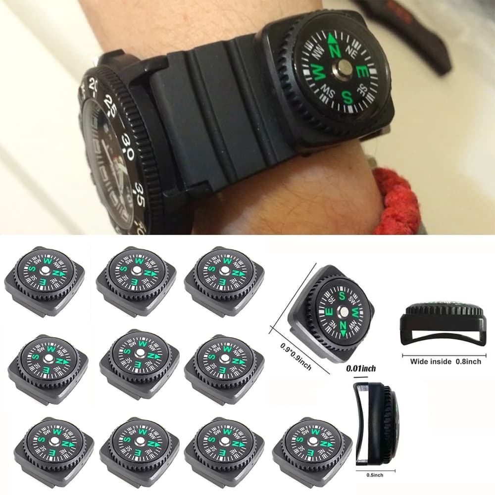 Mini boussole de bracelet Portable détachable, 10 pièces/lot, pour Camping en plein air, randonnée, 