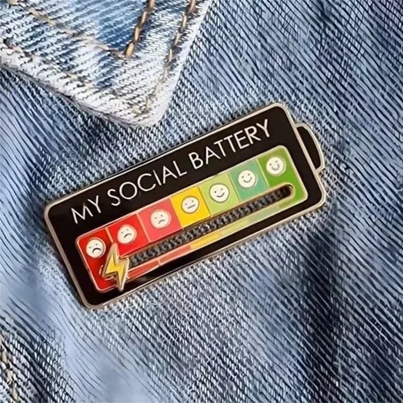 Broche d'énergie de Conversion d'humeur créative, Badge en métal de puissance sociale coulissant per