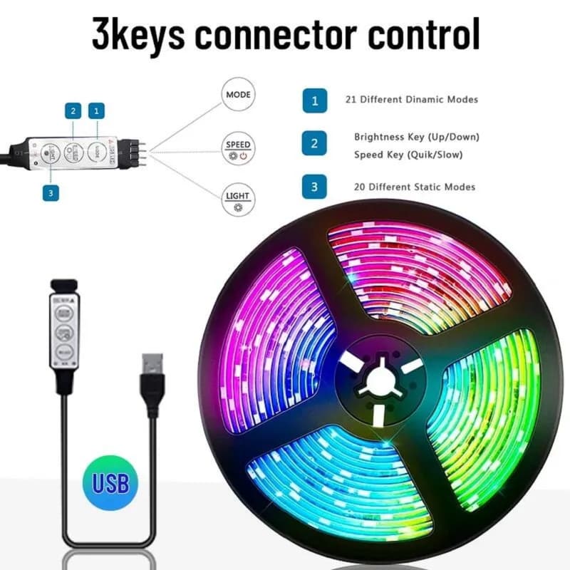 Bande LED RGB 1-30M/100FT 5050 avec contrôle Wi-Fi Tuya via application, synchronisation musicale po