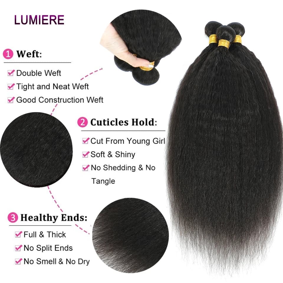 Offre Spéciale : Lots de Cheveux Humains Raides Kinky Yaki – Extensions Brésiliennes Vierges Naturel