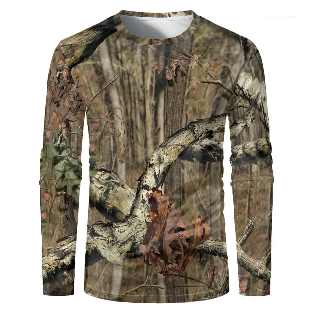 CamSolomon-T-shirt de chasse à manches longues imprimé forêt pour hommes, haut surdimensionné, entra