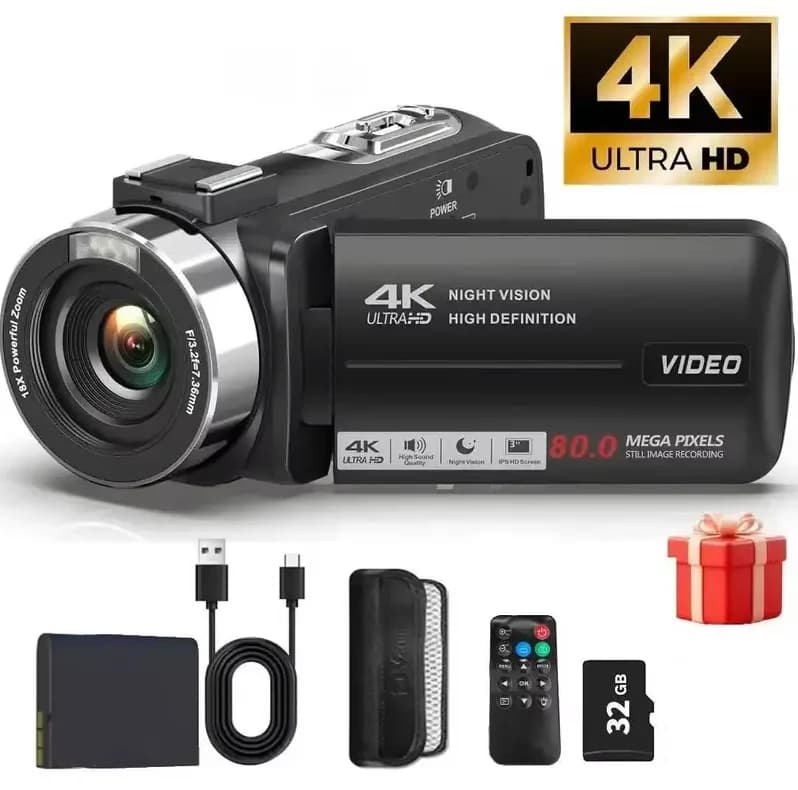 Caméra vidéo 4K, caméscope, appareil photo numérique ultra 80MP, caméra de vlogging pour YouTube, éc