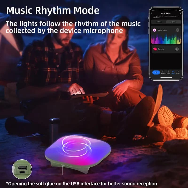 Tuya Andrea Music-Lanterne LED intelligente aste, 80W, 13500mAh, contrôle Bluetooth, éclairage de te