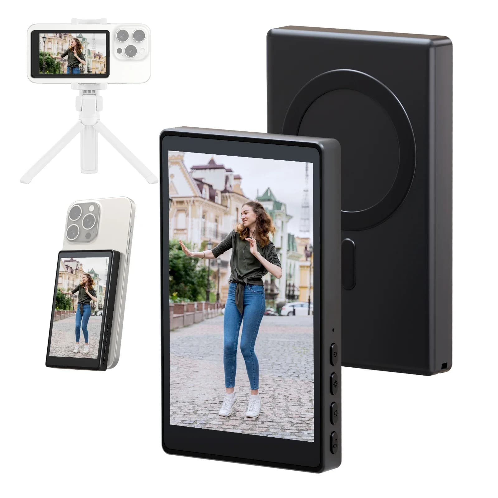 Écran de caméra arrière sans fil pour smartphone, écran magnétique pour selfie, pour vlog, diffusion