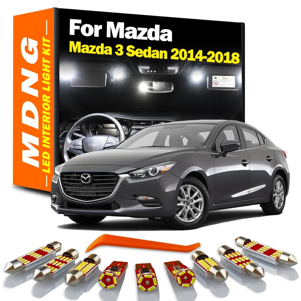 MDNG 8 pièces Canbus intérieur lumière LED Kit pour Mazda 3 berline 2014 2015 2016 2017 2018 carte l