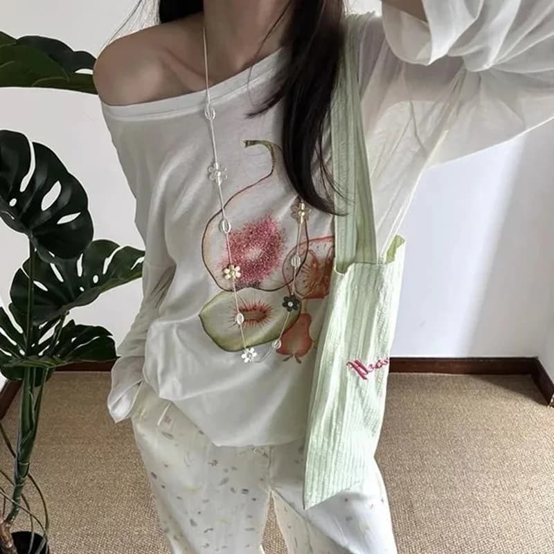 Chemisier d'été à manches longues, épaules inclinées, imprimé, transparent, ample, Sexy, fin, résist