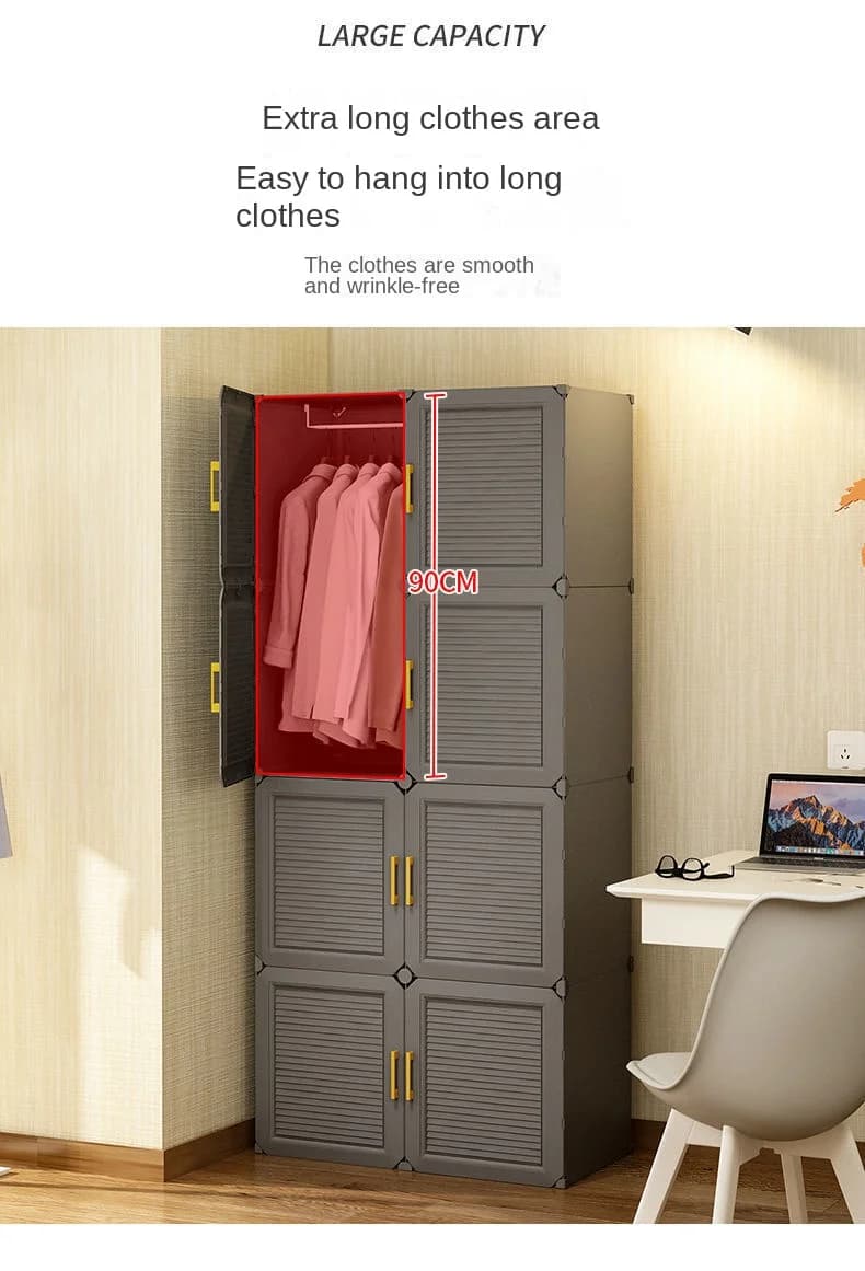 Armoire de Rangement Multifonctionnelle, Meuble de Chambre à Coucher, Casier à Assembler Pliable, Pa
