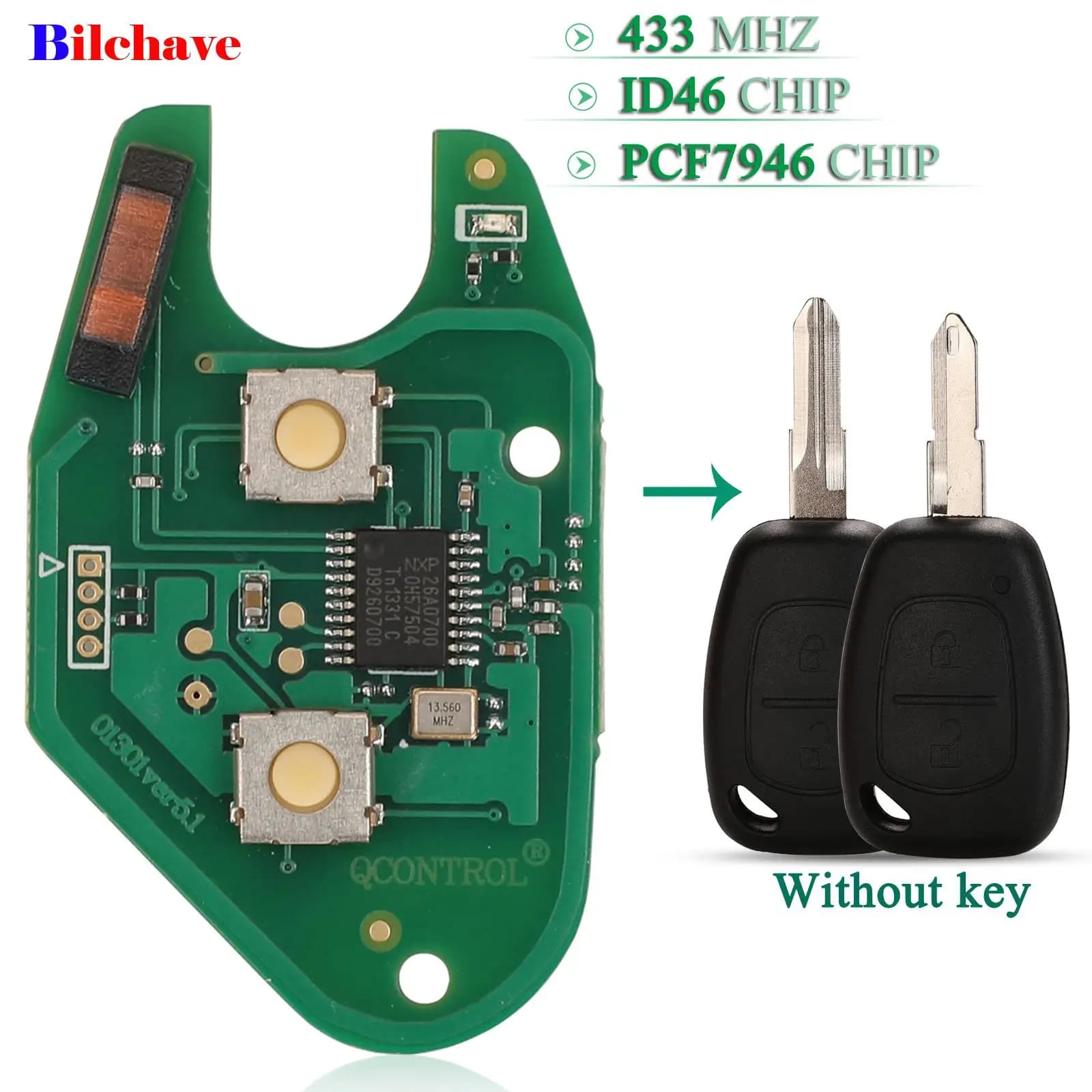 Jingyuqin pour Renault trafic maître Vivaro Movano Kangoo carte de clé à distance 433Mhz ASK ID46 PC