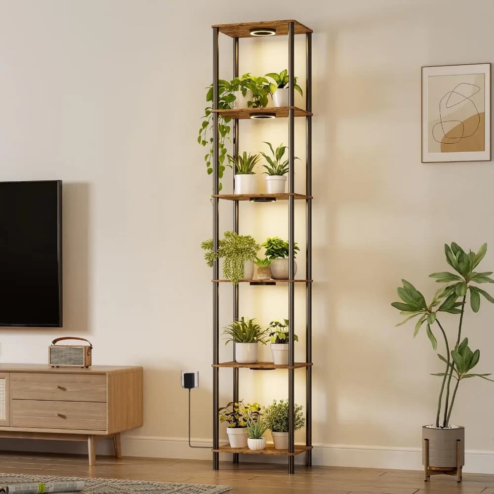 Support pour plantes d'intérieur à 6 niveaux avec lumière de croissance à spectre complet, étagère m