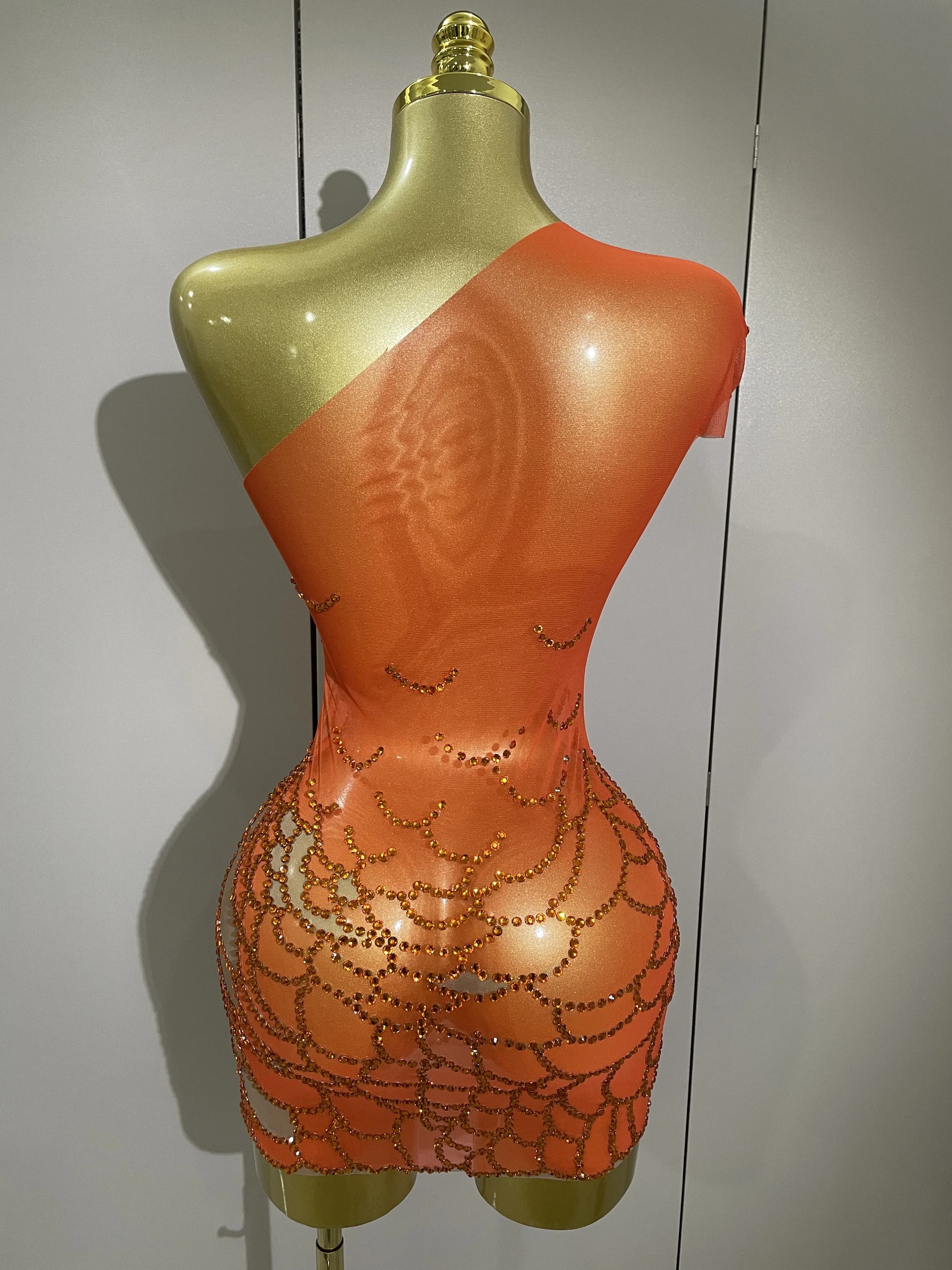 STOCK femmes brillant strass Sexy une épaule culture robe anniversaire célébrer fête robe de soirée 