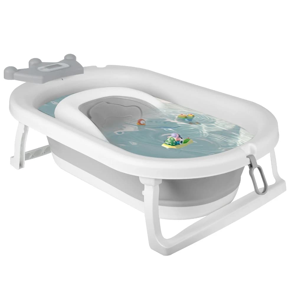 Baignoire Pliable Convient Aux Bébés de 0 à 36 Mois, Ergonomique et Peu Encombrante, avec Thermomètr