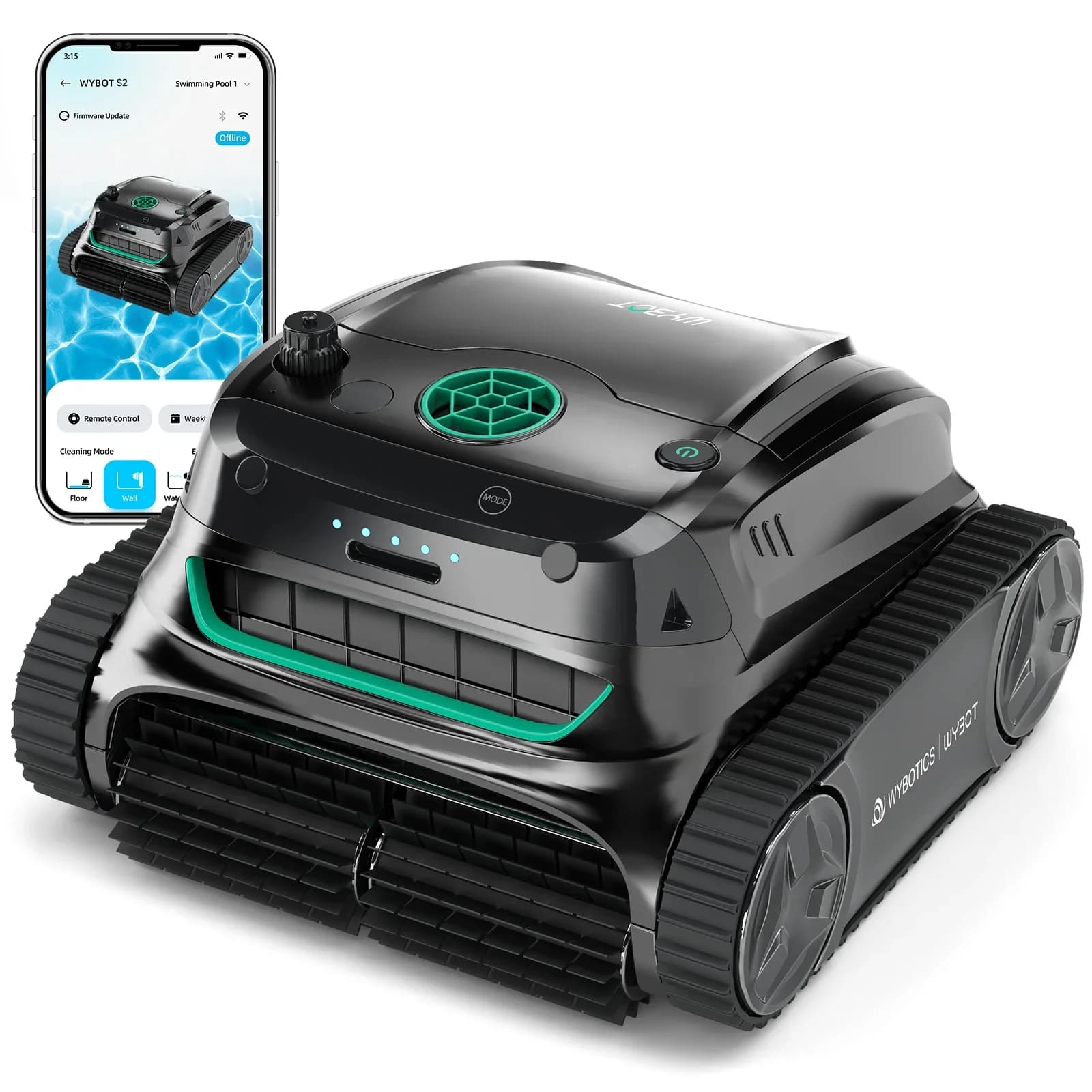 Robot nettoyeur de piscine haut de gamme sans fil WYBOT S2 pour grandes piscines, fonction de nettoy