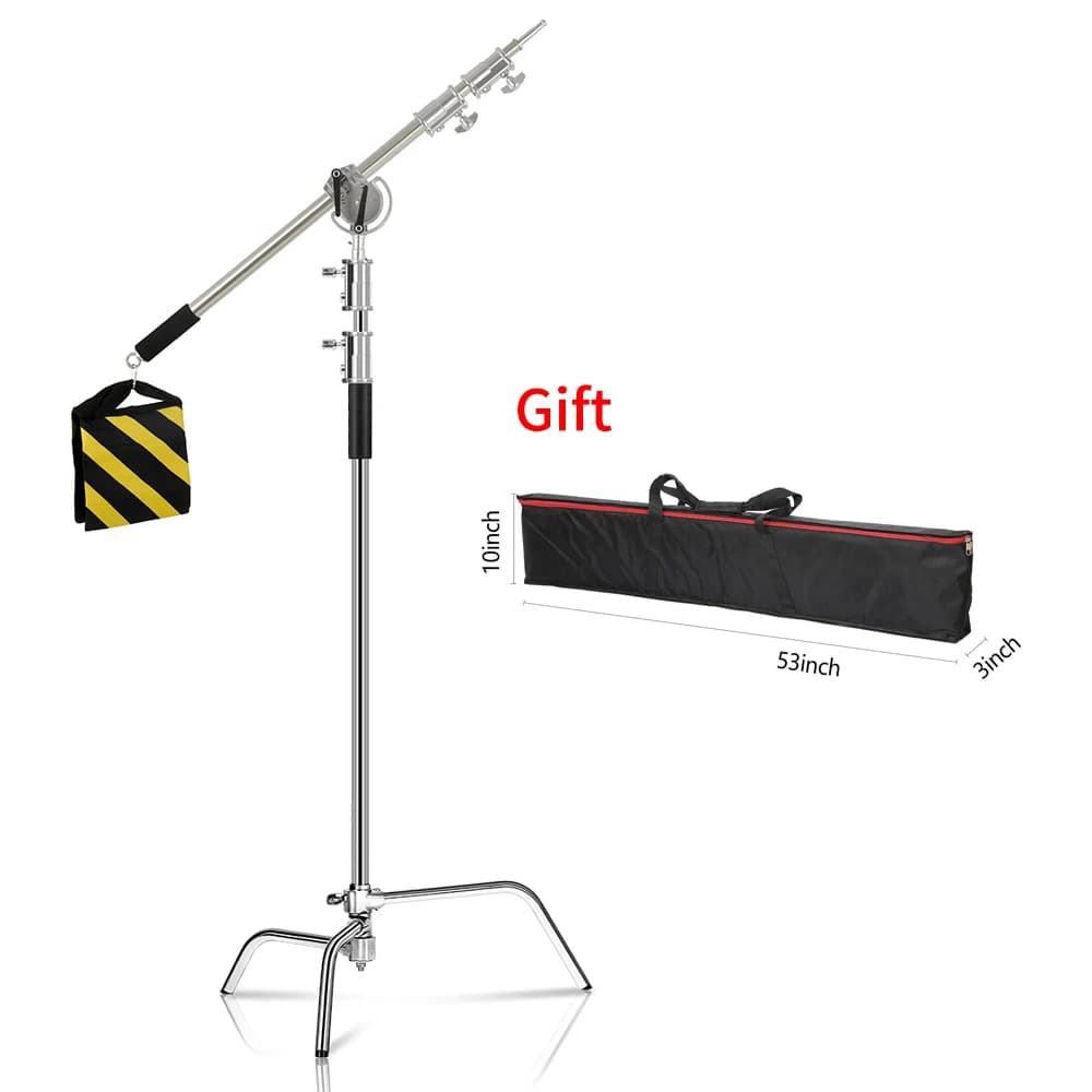 Support d'éclairage SH 2,9 m avec kit en acier inoxydable, bras transversal et sac de transport, acc