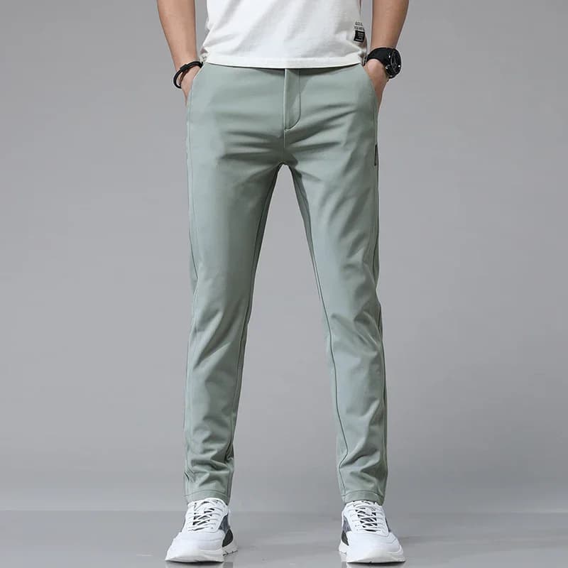 Pantalon Ultra-fin pour hommes, extensible, Slim, droit, décontracté, haute qualité, mode, respirant