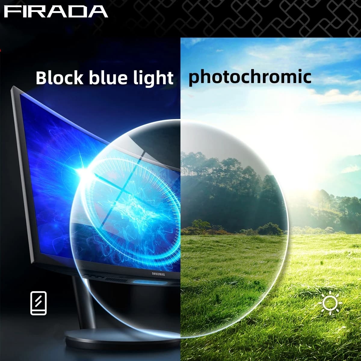 FIRADA-Lentille photochromique anti-reflet pour téléphone portable, lecteur optique, anti-lumière bl