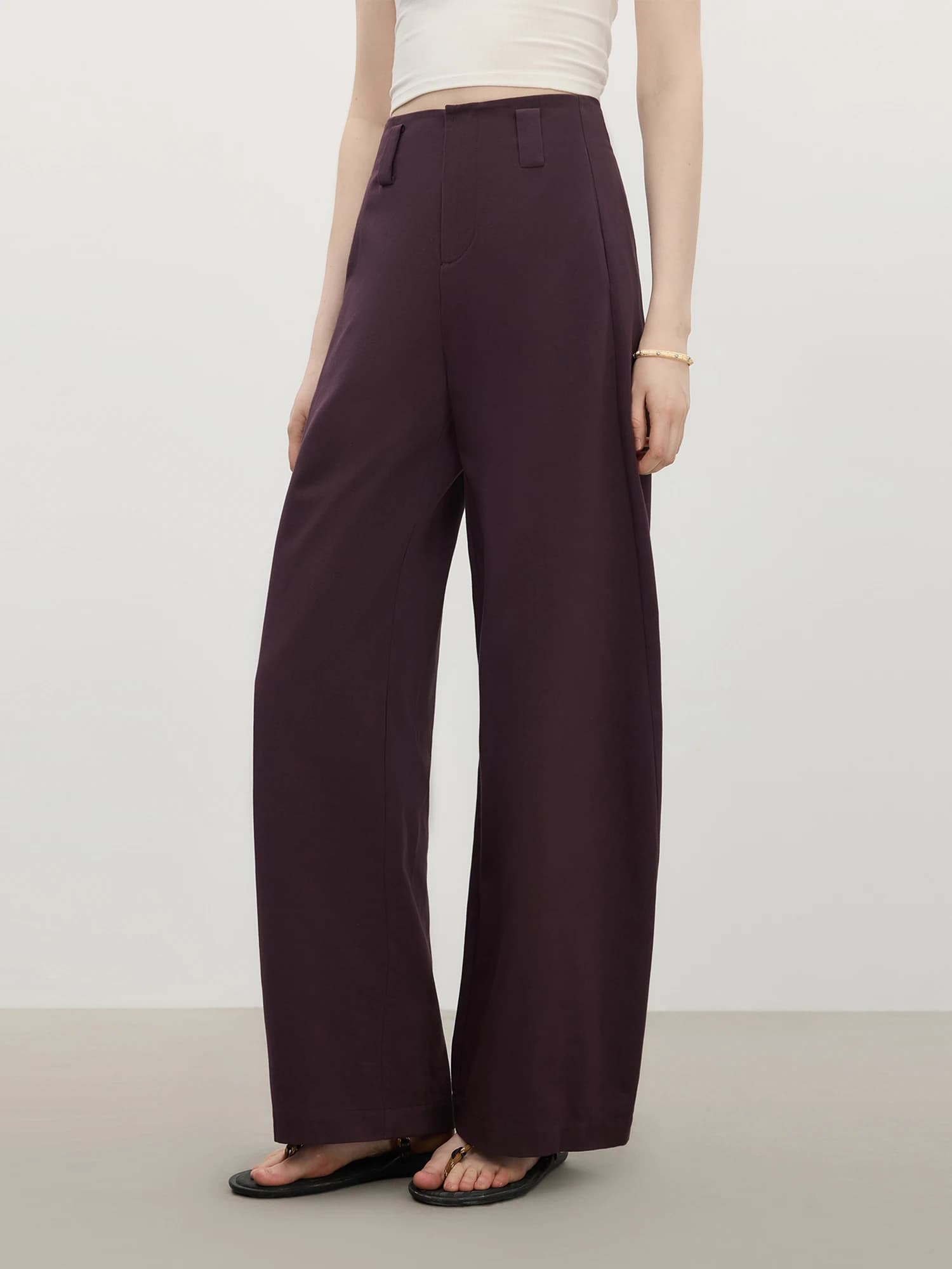 FSLE pantalon large décontracté pour femmes 2025 été nouveauté Design violet foncé Chic pantalon 25F